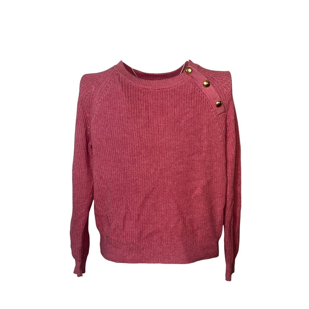 J. Crew Pink Ribbed Button Shoulder Sweater Pullover Top XS